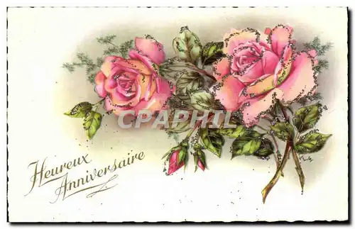 Ansichtskarte AK fantaisie Fleurs Heureux Anniversaire