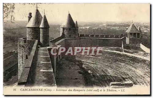Cartes postales Carcassonne Interieur des Remparts et le Theatre