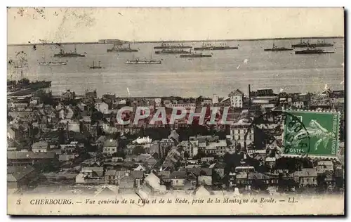 Cartes postales Cherbourg Vue Generale de la Ville et de la Rade prise de la Montagne du Route Bateaux