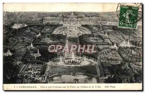 Ansichtskarte AK Versailles Vue a vol d oiseau sur le Parc le Palais et la Villes