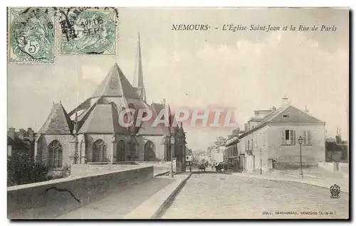 Ansichtskarte AK Nemours L Eglise Saint Jean et la Rue de Paris