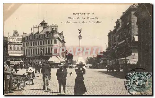 Cartes postales Bordeaux Place de la Comedie et monument des Girondins