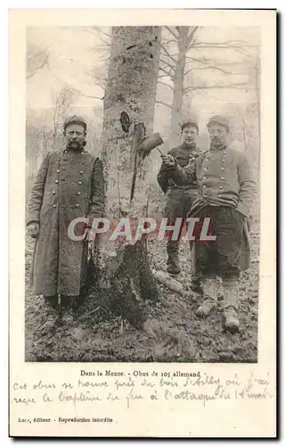 Cartes postales Dans la Meuse Obus de 105 allemand Militaria