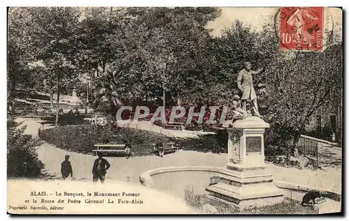 Cartes postales Alais Le Bosquet le Monument Pasteur et le buste du poete Cevenol La Far eAlais