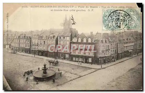 Cartes postales Saint Hilaire Du Harcouet Place du Bassin Rue de Paris et grande rue