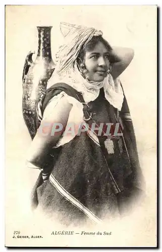 Ansichtskarte AK Algerie Femme du Sud Folklore Costume