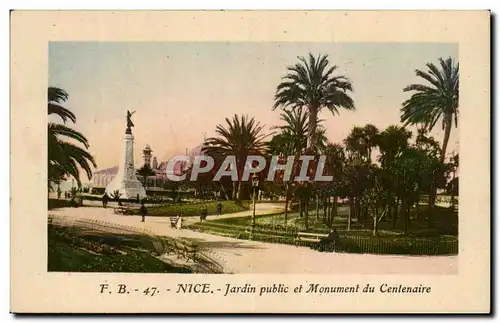 Cartes postales Nice Jardin Public et Monument du Centenaire