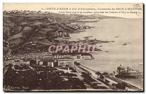 Ansichtskarte AK Cote d Azur a Vol d Aeroplane Corniche de Nice a Menton