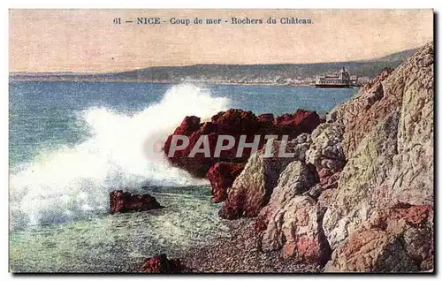 Cartes postales Nice Coup de mer Rochers du Chateau