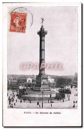 Ansichtskarte AK Paris La colonne de Juillet Publicite au dos Oriflamme Petrole de luxe Desmarais Freres