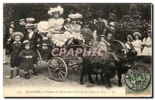 Cartes postales Le Havre Voiture de Chevres dans le Jardin de l Hotel de Ville Chevre Goat