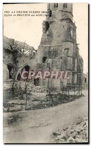 Cartes postales La Grande Guerre Eglise de Beauzee sur Aire