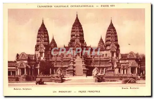 Cartes postales Exposition Colonlale Internationale Paris Angkor Vat Facade Principale