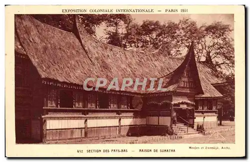 Cartes postales Section Des Pays Bas Maison De Sumatra Exposition coloniale internationale Paris 1931