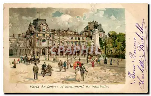 Cartes postales Paris Le Louvre et Monument de Gambetta