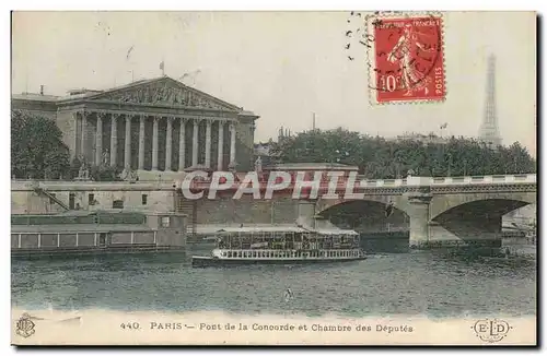 Cartes postales Paris Pont de la Concorde et Chambre des Deputes Peniche Tour Eiffel