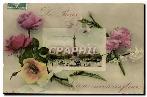 Cartes postales De Paris Je vous envoie ces fleurs Place de la Bastille