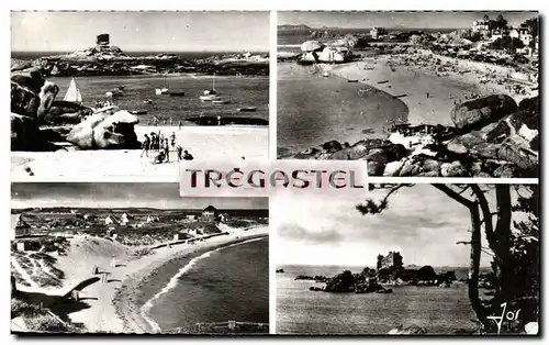 Ansichtskarte AK Tregastel le rocher de la sorciere Plage de Coz Ports Plage de Greve blanche et chateau de Costa