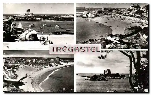 Cartes postales Tregastel le rocher de la sorciere Plage de Coz Ports Plage de Greve blanche et chateau de Costa
