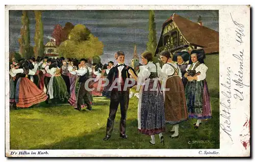 Cartes postales Dr Hahn im Korb Spindler Folklore Costume