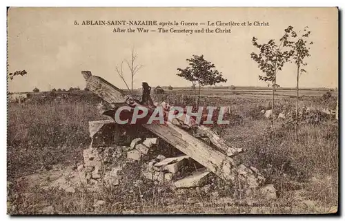 Cartes postales Ablain Saint Nazaire apres la Guerre Le Cimetiere et le Christ After the War The Cemetery and th