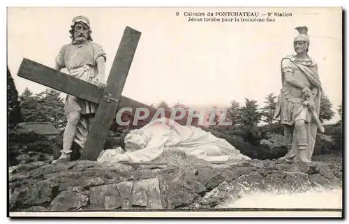 Ansichtskarte AK Calvaire de Pontchateau 9 Station Jesus tombe pour la troisieme fois