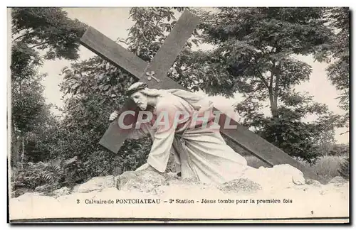 Ansichtskarte AK Calvaire de Pontchateau 3 Station Jesus tombe pour la premiere fois