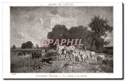 Cartes postales Constant Troyon Le retour a la Ferme Paris Musee du Luxembourg Vaches Moutons Chien