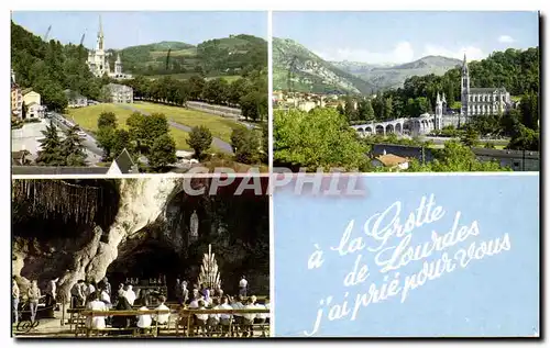 Cartes postales Lourdes La Basilique Au centre toit de la Basilique souterraine La Basilique et les Pyrenees La