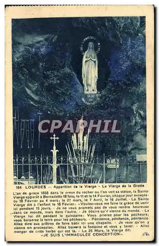 Cartes postales Lourdes Apparition de la Vierge La Vierge de la Grotte