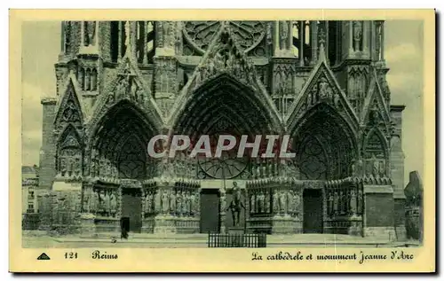 Cartes postales Reims La Cathedrale et Monument Jeanne d Arc