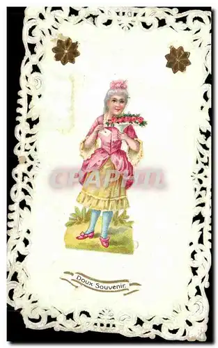 Cartes postales Fantaisie Brodee Doux Souvenir