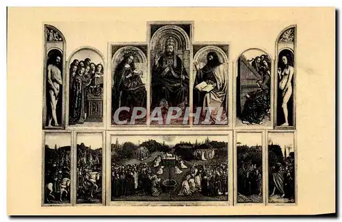Cartes postales Gand Cathedrale st Bavon Le triomphe de l agneau Hubert et Jean Van dyck