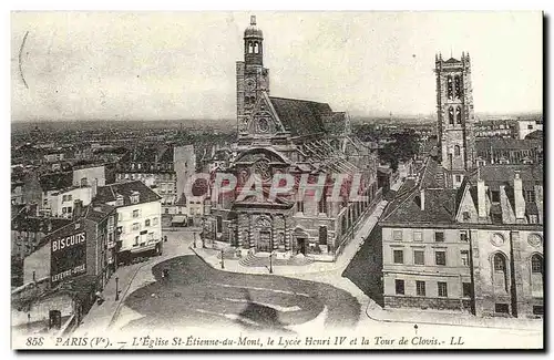 REPRO Paris L Eglise St Etienne du Mont le Lycee Henri IV et la Tour de Clovis