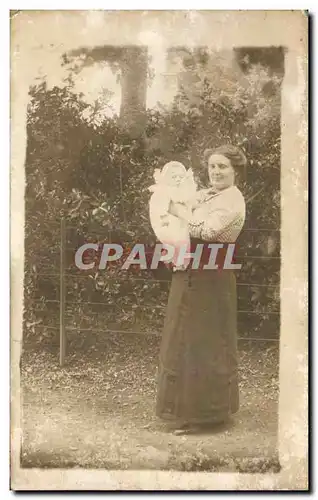 CARTE PHOTO Femme et bebe