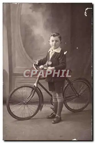 CARTE PHOTO Enfant Garcon et son velo Bike Cycle Cycling