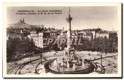 Ansichtskarte AK Marseille La place Castellane Fontaine Cantinl et N D de la Garde