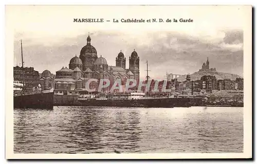 Cartes postales Marseille La Cathedrale et N D de la Garde Bateau