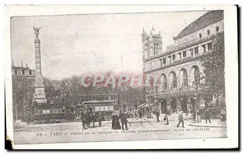 Ansichtskarte AK Paris Statue De La Victoire Et Theatre Sarah Bernbardt Place Du Chatelet