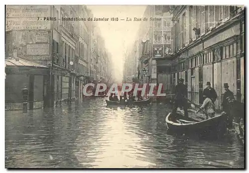 Cartes postales Paris Inondations de Janvier 1910 La Rue de Seine