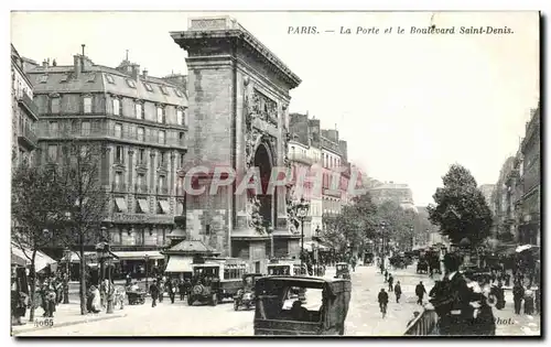 Cartes postales Paris La Porte et le Boulevard Saint Denis