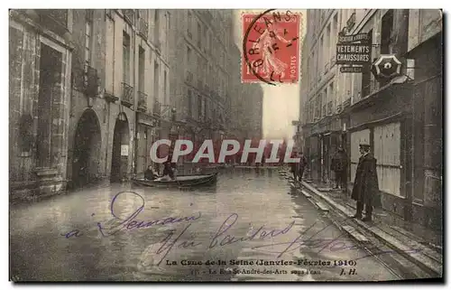 Cartes postales La Crue de la seine 1910 Inondations Rue St Andre des Arts sous l eau