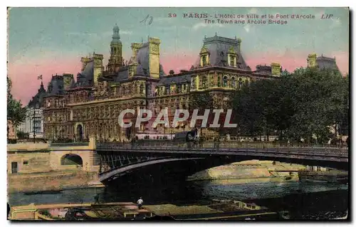 Ansichtskarte AK Paris L Hotel de Ville et le Pont d Arcote The Town and Arcole Bridge