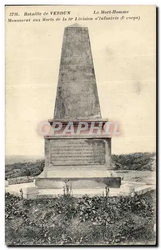 Ansichtskarte AK Bataille de Verdun Le Mort Homme Monument aux Morts de la 10 I ivision d Infanterie Militaria
