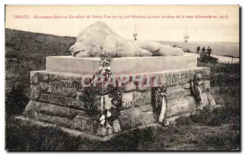 Cartes postales Verdun Monument eleve au Carrefour de Sainte Fine par la Division Lion