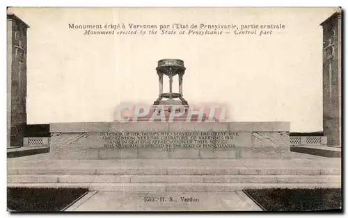 Cartes postales Monument erige a Varennes par I Etat de Pensylvanie partie centrele Monument erected by the Stat