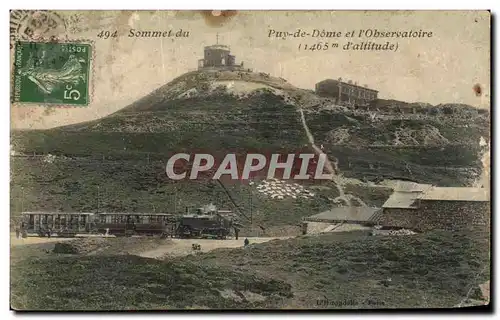 Cartes postales Sommet du Puy de Dome et I Observatoire Train