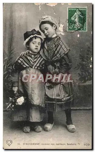 Cartes postales D Auvergne recevez nos meilleurs Souhaits Folklore Costume Enfants