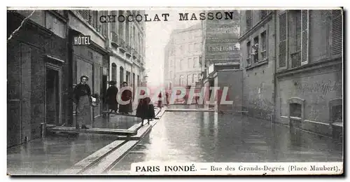 Cartes postales Chocolat Masson Paris Inonde Rue des Grands Degres