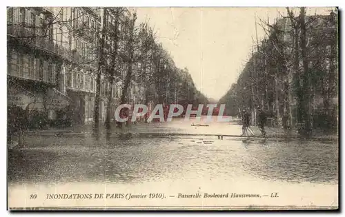 Cartes postales Inondations de Paris Janvier 1910 Passerelle Boulevard Haussmann